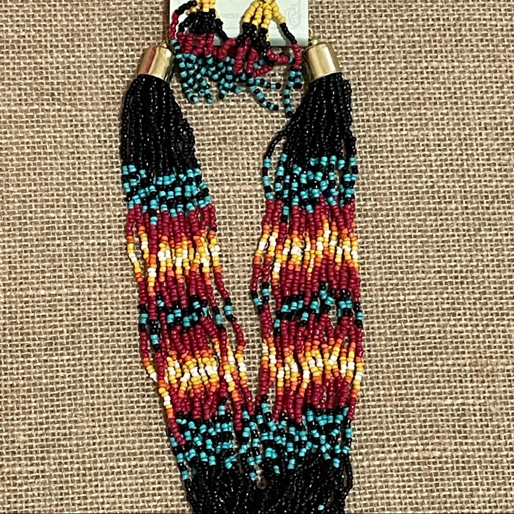 ❤️JUST IN! Boho Multicolor Beaded Necklace and Earring Set